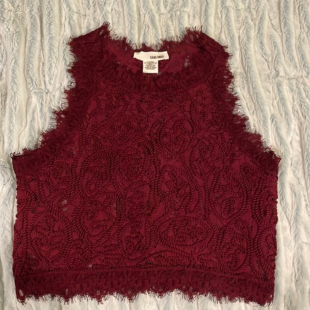 Beautiful red/maroon Sans Souci lace top tank top